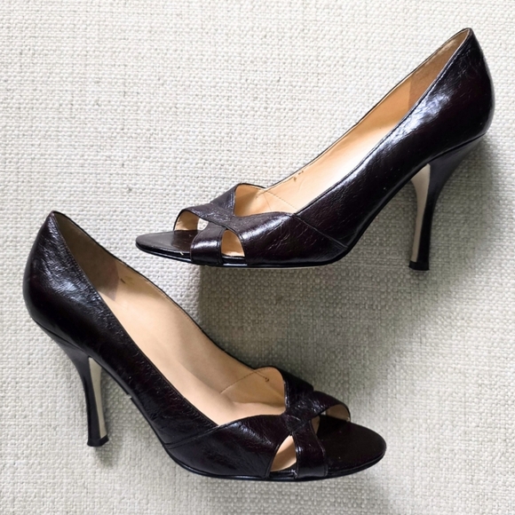 ENZO ANGIOLINI Magnify Leather Peep Toe Heels Pumps 8.5 - Picture 1 of 6
